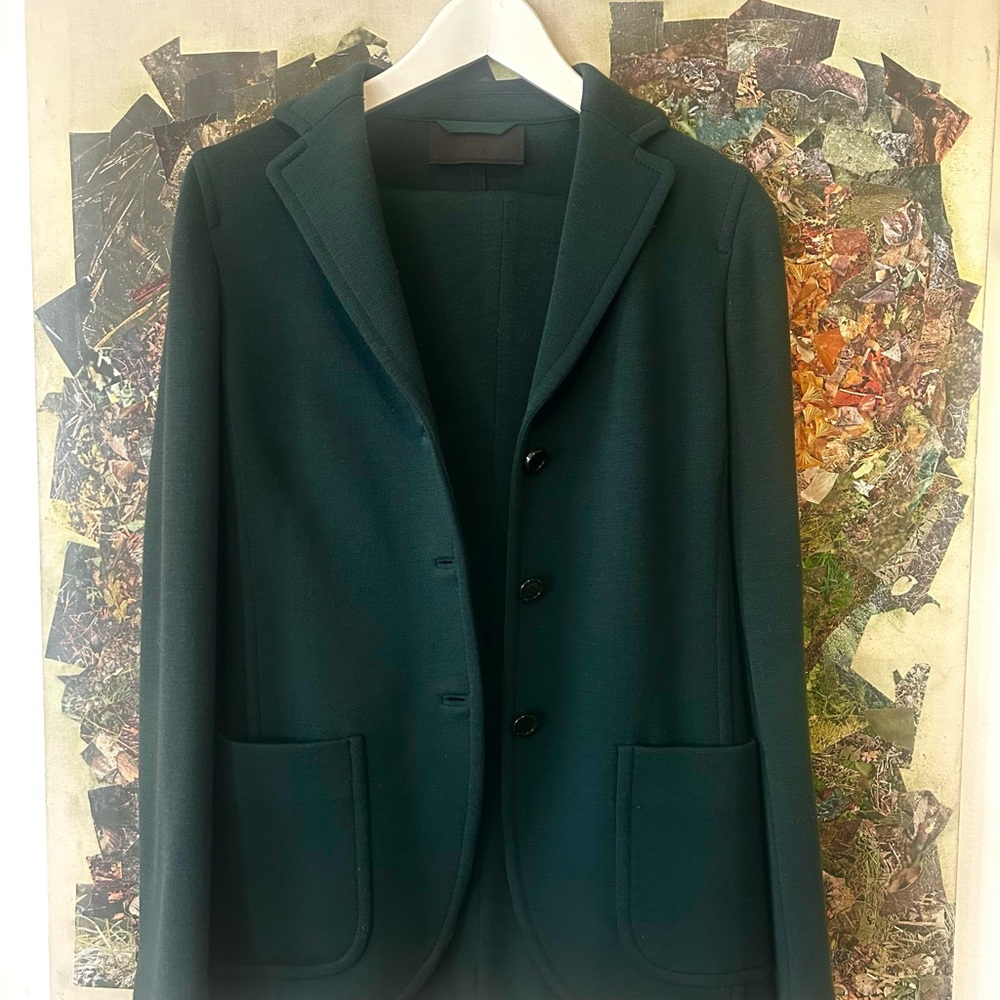 Beautiful Forest Green Vintage Prada Suit - 100% Wool 40/42